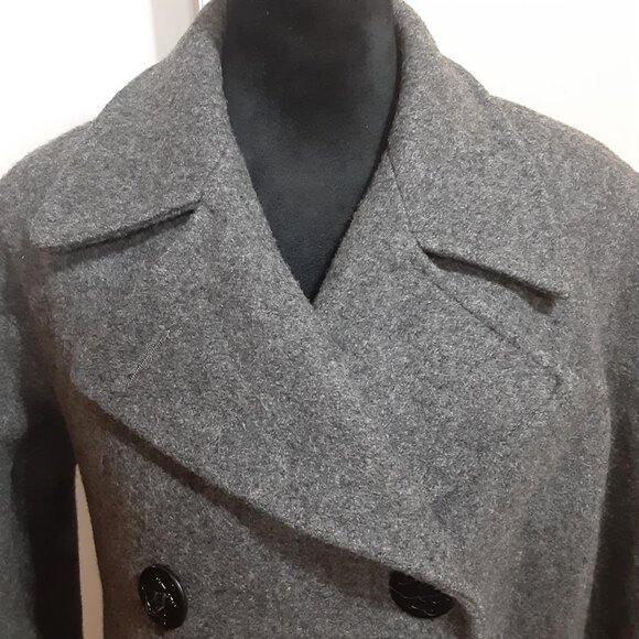 Marvin Richards Double Breasted Gray Wool Blend Pea coat Women's Size 6 - Picture 6 of 14